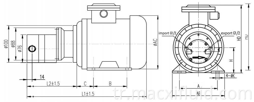 88 Ac Asynchronous Motor Gear Pump